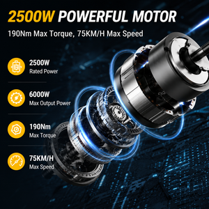 Moto tout-terrain électrique à moteur central haute performance 190 Nm, batterie 72V 25AH, 2500W sans balais, pour adultes, aventure extrême hors route - Product Image 5