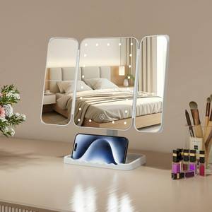 Dimmable Luminosité Loupe Blanc Réglable Led Trifold Maquillage Cosmétique Avec Lumière Rechargeable Pliant Vanité <span class=keywords><strong>Miroir</strong></span> - Product Image 1