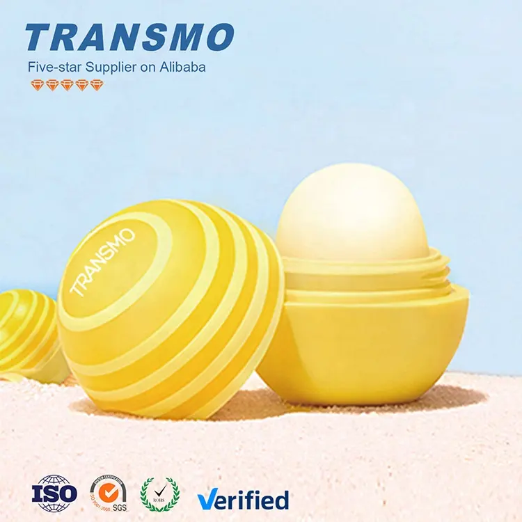 चीन आपूर्तिकर्ताओं मिनी प्यारा गेंद के आकार होंठ बाम कंटेनर प्लास्टिक कस्टम लेबलिंग eso खाली लिप गेंद मामले जार