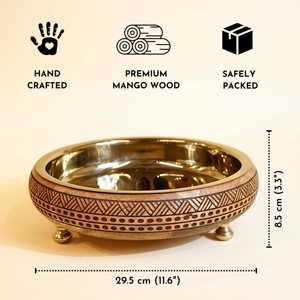 Bandejas Decorativas con Encanto Tradicional, Urli de Madera y Acero Inoxidable, Centro de Mesa Elegante para Decoración del Hogar, Hecho a Mano, Étnico y Tradicional - Product Image 4