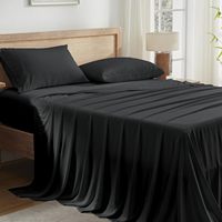 Drap de lit de luxe en bambou 100% 300TC ensemble de literie de refroidissement respirant avec taie d'oreiller en soie de mûrier antistatique et drap-housse