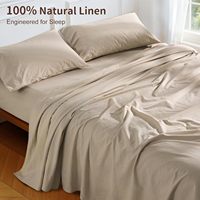 Draps-housses 100% lin pur français, taille Queen, respirants, doux, anti-humidité, 400 fils, poche profonde de 16 pouces, ensemble de 4 pièces