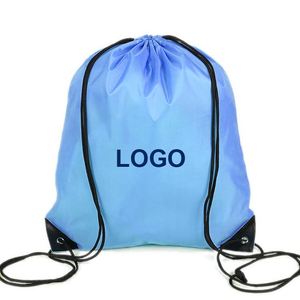 Sac à dos en polyester écologique avec logo, sac de sport réutilisable à cordon, sacs cadeaux imprimés pour le shopping – Fournisseur chinois - Product Image 2