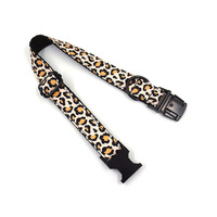 Collier pour chien en tissu imprimé léopard marron personnalisé, gravé pour les chiens et chats de petite, moyenne et grande taille