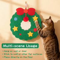 Grattoir mural pour chat en sisal de Noël, motif Père Noël, pomme, renne, couronne, tapis à gratter suspendu pour chats d'intérieur