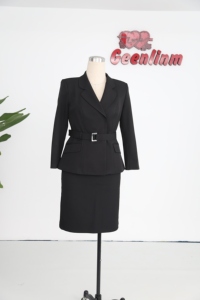 Traje Elegante de Manga Larga para Mujer Talla Grande, Vestidos de Oficina para Negocios con Cinturón - Product Image 3