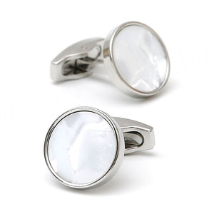 Mancuernillas de Lujo Lisas, Nuevas, Minimalistas, Elegantes, Clásicas, Redondas, Plateadas, para Camisas Formales de Hombre - Product Image 5