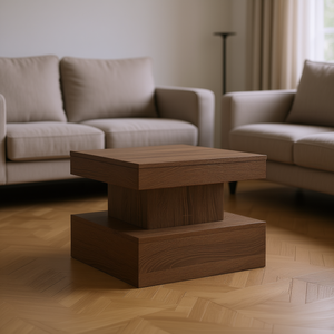 <b>Brown</b> Oak Engineered Wood Coffee <b>Table</b> 19.7x19.7x15.7 In Modern Design Living Room Furniture - Product Image 2
