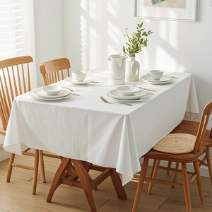 Bianco rotondo poliestere <span class=keywords><strong>cotone</strong></span> all'aperto festa banchetto <span class=keywords><strong>tovaglia</strong></span> di nozze tovaglie per eventi - Product Image 2