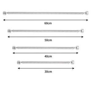 Conector de Tubería Flexible 1/2" X 1/2" BSP, Manguera Trenzada de Acero Inoxidable, Manguera Flexible para Plomería, Repuesto para Bricolaje - Product Image 2