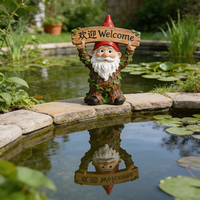 Figurine de gnome nain artificiel personnalisé en résine, sculpture de dessin animé, panneau de bienvenue, décoration paysagère pour extérieur, parc, centre commercial, jardin, artisanat
