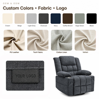 Fauteuil inclinable moderne en tissu gris foncé avec massage 6 points, fonction pivotante à 360 degrés, fonction bascule et porte-gobelets pour la maison et l'hôtel