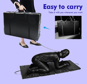 Système de restraints BDSM en cuir PU pour bondage sexuel, mobilier sexuel, lit portable pour adultes avec menottes et entraves de cheville - Product Image 3