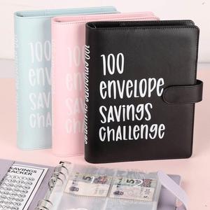 Custom PU Leather Budget Notebook Card Slots 100 Days <b>Book</b> Envelope Challenge Money School Document Presentation Folder - Product Image 2