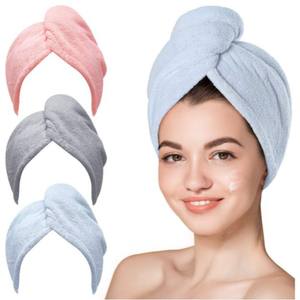 Turbante <span class=keywords><strong>de</strong></span> secado rápido para <span class=keywords><strong>mujer</strong></span> Longren, <span class=keywords><strong>de</strong></span> terciopelo coral grueso y absorbente, con borde <span class=keywords><strong>de</strong></span> terciopelo cortado, toalla con capucha. - Product Image 1