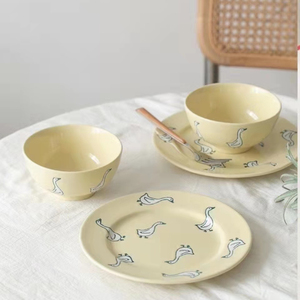 Bol à salade Style coréen, vaisselle pour le dîner assiette à Dessert de dessin animé assiettes à gâteaux aux fruits, yaourt bols en céramique 1 pièce - Product Image 3
