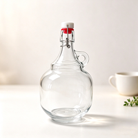 Bouteille en verre à couvercle basculant avec poignée, vide, type demi-bouteille, pour vin de fruits et liqueur faits maison, commande en gros