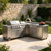 Gabinetes de Cocina Exteriores Personalizados, Sistema de Cocina Integrado con Barbacoa, Gabinete de Acero Inoxidable SUS304 para Proyectos de Hoteles y Resorts