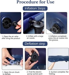 Full Size Air <b>Mattress</b> Portable Blow up Air Sleeping Pad with Flocked Top-Double <b>Foldable</b> Inflatable Bed - Product Image 3