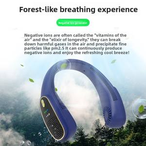 Nouveau <span class=keywords><strong>ventilateur</strong></span> sans balais à ions négatifs, à porter autour du cou, rechargeable par USB, <span class=keywords><strong>purificateur</strong></span> d'air sans pales, réfrigération, autonomie de 3 à 6 heures, pour le sport - Product Image 4