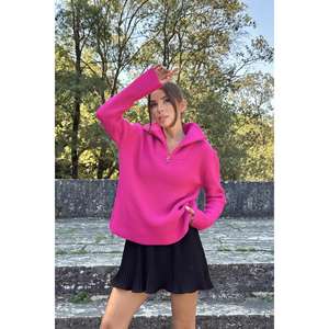 Pull en maille à col roulé fuchsia pour femme, manches longues, décontracté, anti-boulochage, calibre 14 Gg - Product Image 4