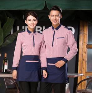 <span class=keywords><strong>Camicia</strong></span> Uniforme per Hotel e Ristoranti in Misto Poliestere e Cotone, Personalizzabile con Logo e Marchio, <span class=keywords><strong>a</strong></span> <span class=keywords><strong>Righe</strong></span> Rosse e Blu, Manica Lunga, per Uomo e Donna - Product Image 5