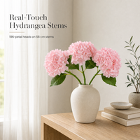 Bunga Hydrangea Joho Tangkai Besar 196 Kelopak Sentuhan Asli Bunga Buatan Bentuk Bola Rumbai Bulu Halus Muslin Mewah Lembut Modern Manor