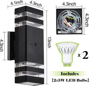 Lampe murale LED double tête en aluminium étanche pour extérieur, jardin et porche, indice IP65, décoration intérieure et extérieure, vente en gros - Product Image 6