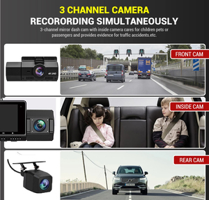 4K 3 Camera Dash Cam 4K + 1080P + 1080P Phía Trước Và Bên Trong Wifi GPS Xe Hộp Đen Điều Khiển Ghi Âm Cho Taxi Xe DVR Phía Sau Máy Ảnh - Product Image 6
