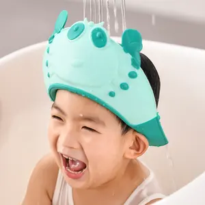 Cartoon Cute Crab Shape Waterproof Adjustable Baby Shower Plastic Bath Cap Baby Shower Cap for Eye and Ear Protection