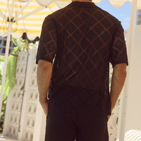 T-shirt tricoté personnalisé été printemps maille évider pull au crochet à manches courtes