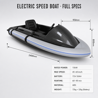Bateau de pêche électrique haute vitesse 15kW de puissance de pointe, batterie lithium 72V 50AH, coque ABS, propulsion à jet pour divertissement aquatique en lac