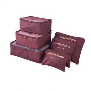 Waterproof Foldable Polyester 6-Piece Travel Organizer Bag Set with Underwear & Shoe <b>Storage</b> Fashion Letter Pattern - Product Image 5