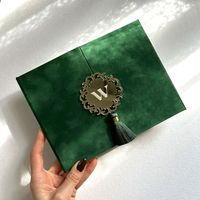 Invitation d'anniversaire en papier velours vert foncé, carte de vœux personnalisée à double porte, finition bronzée, style européen élégant, remerciement