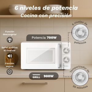 Forno a Microonde Grunkel 20L con Grill 700W Bianco - Product Image 4