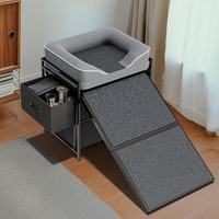 Robustes, umweltfreundliches Hundesofa aus Metall im rechteckigen Design mit herausnehmbaren, waschbaren Aufbewahrungsschubladen und Rampe für Arbeit/Gaming – Kartonverpackung