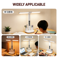 Lampe de table pliable multifonctionnelle moderne USB pour chambre à coucher, lampe de bureau pour étude avec ventilateur, commande tactile, lampe LED de table
