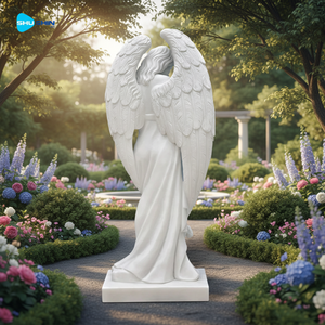 Statua di Angelo in Marmo Bianco per Preghiera, Decorazione per Chiesa, Villa e Giardino, Scultura di Angelo in Marmo in Stile Classico Europeo - Product Image 6