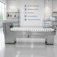 Recycled Bottle Rinsing Washer Equipment 56 Heads Stainless Steel Motor Glass Plastic Bottle Cleaning Machinery Liquid Product