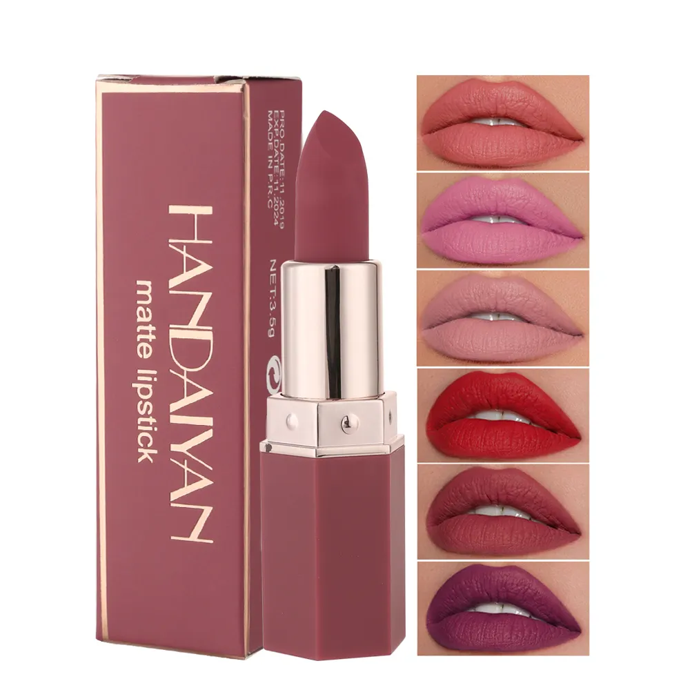 HANDAIYAN 6 Colors Simple smooth Liquid lipstick Velvet Matte Makeup Lipstick Waterproof Pigment Long Lasting Lipstick