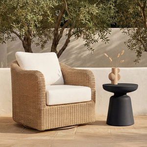 Modern <b>Round</b> Outdoor Side <b>Table</b> with Pedestal Base | Weather-Resistant Patio Accent <b>Table</b> | <b>Garden</b> & Balcony End <b>Table</b> - Product Image 4