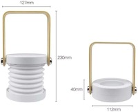 Lampe de camping LED portable 4-en-1, lampe de table pliable avec poignée en bois, lanterne rechargeable par USB, lumière de nuit à intensité réglable au toucher