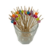 Brochettes à cocktail jetables écologiques en bambou avec boule colorée en tête