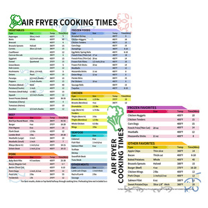 Tabla de Referencia Magnética de Tiempos de Cocción para Freidoras de Aire, Juego de Hojas Magnéticas para Freír - Product Image 1