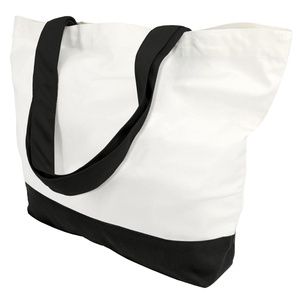 Sac fourre-tout en toile de coton écologique personnalisé avec ruban et fermeture éclair robuste, réutilisable, promotionnel, pour le commerce de détail et le quotidien - Product Image 1