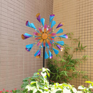 <span class=keywords><strong>Moulin</strong></span> à <span class=keywords><strong>vent</strong></span> <span class=keywords><strong>solaire</strong></span> rotatif double face, écologique, fait à la main, design moderne, support mural, ornement en métal, cour, <span class=keywords><strong>jardin</strong></span> - Product Image 4