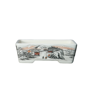 Maceta rectangular de cerámica para bonsái pintada a mano con diseño de frutas y pájaros para plantas de interior - Product Image 5