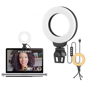 W-R4 led anel de preenchimento lâmpada redonda, selfie, streaming ao vivo, usb, desktop, clipe para youtube, pc, laptop, computador, tiktok, vídeo ao vivo