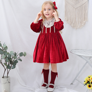 Abito Boutique per Bambine, <span class=keywords><strong>Vestito</strong></span> Invernale da Festa in Velluto <span class=keywords><strong>Rosso</strong></span>, Abito Spagnolo per Bambine, <span class=keywords><strong>Vestito</strong></span> Natalizio per Neonata - Product Image 4