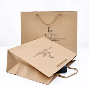 Custom Recycled Brown White Paper Kraft Shopping Bags Disposable Clothing Food Takeaway Gift Packaging With Custom Logo
